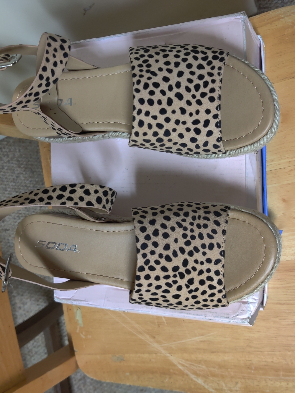 Soda Leopard Print Tan Sandals Size 8 New